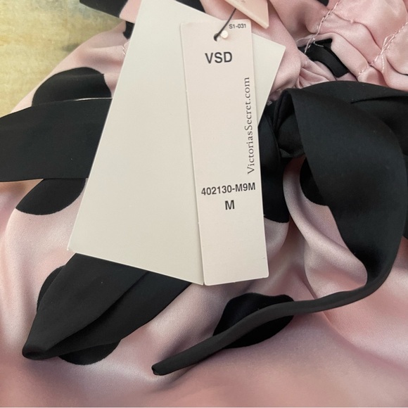 Victoria's Secret Signature Satin Slippers Polka Dot with Faux Fur - Picture 7 of 11